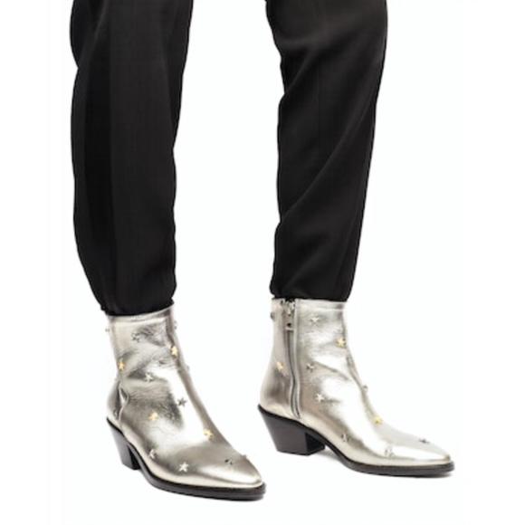 NEW ZADIG & VOLTAIRE tyler vintage patent bootie in stars gun - Picture 2 of 3